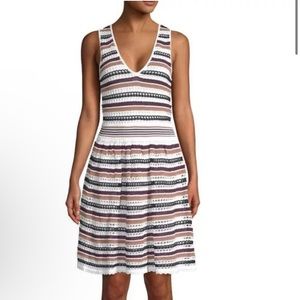 Sandro Paris Rayke Eyelet Striped Fit-and-Flare Dress